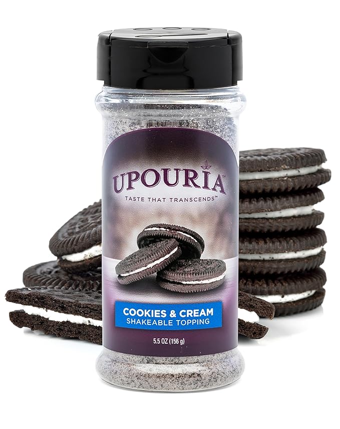 Upouria Cookies & Cream Coffee Topper, Vegan, Rich Flavor Enhancer for Coffee, Hot Chocolate, Ice Cream, 5.5oz