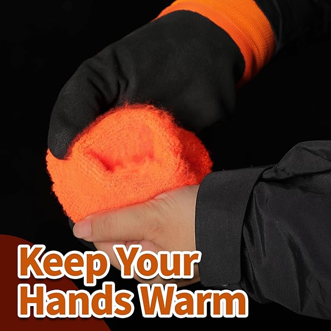 Schwer 2 Pairs FreezeGuard Winter Work Gloves, ANSI A2 Cut Resistant Freezer Gloves for Outdoor Cold Weather Keep Hands Warm, Waterproof Gloves for Shoveling Snow, Ice Fishing, XL
