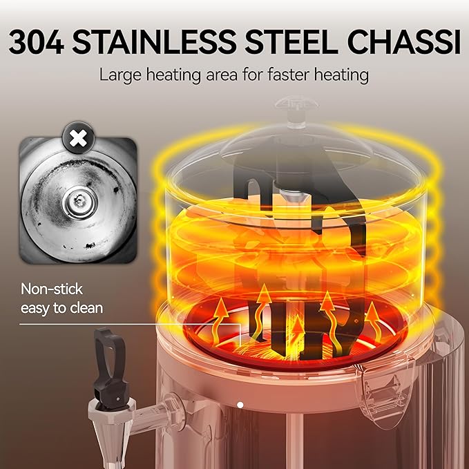 Commercial Hot Chocolate Machine 86-194℉ Intelligent temperature control hot chocolate maker, hot beverage dispenser for Chocolate Drink, Cocoa, Milk, Coffee, Juice