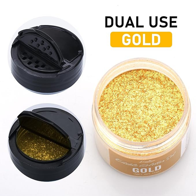 Edible Glitter - 30g Edible Luster Dust Metallic Food Grade Coloring Glitter for Drinks, Baking, Cake Decorating - Edible Dust Powder Shimmer Sprinkle Powder for Icing, Wine, Chocolate, Candy (Gold)