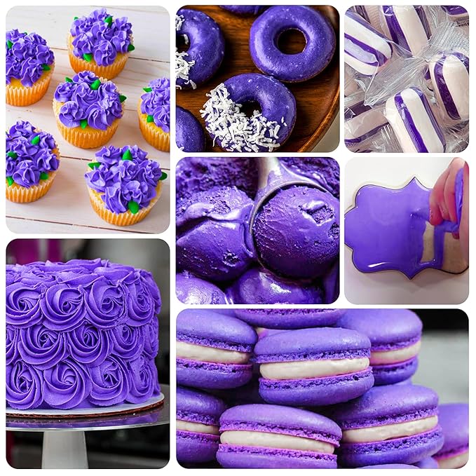 Gel Food Coloring - 4.5oz Vivid Food Coloring Gel for Baking, Cake Decorating, Cookie, Fondant, Macaron - Tasteless Concentrated Edible Food Color Dye for Icing, Slime, Drinks, DIY Crafts (Purple)