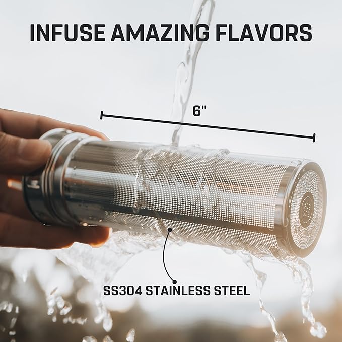 Vessence Tea Infuser Bottle - 32 Oz Insulated Loose Leaf & Fruit Infuser Bottle | Leak Proof with FlowSip Lid