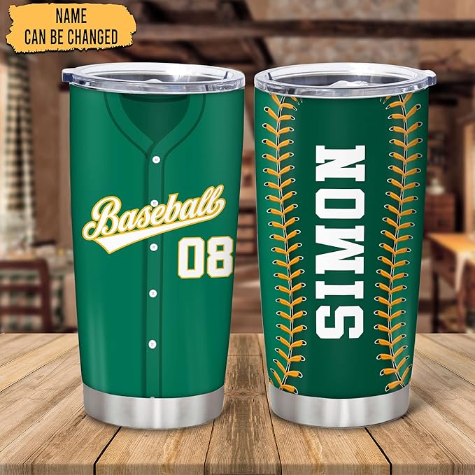 Hyturtle Personalized Baseball Tumbler Baseball Players Design Stainless Steel Double Walled Vacuum Insulated Tumblers 20oz30oz Coffee Travel Mug Cup Christmas Gift For Men Boys Friends Dad Sports Fan