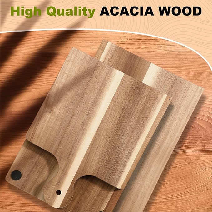Large Acacia Charcuterie Board Wood Charcuterie Boards with Handles Foldable Travel Wooden Serving Cheese Boards for Party Food Appetizers Housewarming Gift Meat Party(31.5 x 8.7inch)