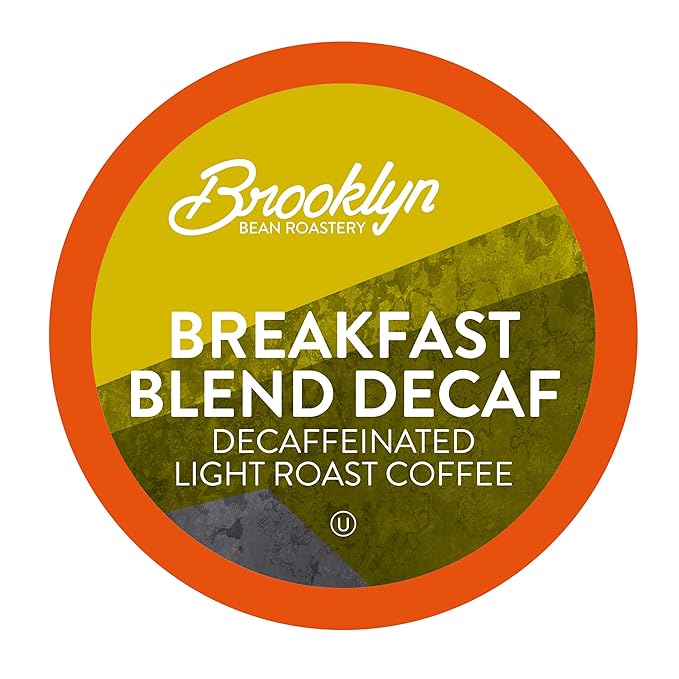 Brooklyn Beans Decaf Coffee Pods, Decaf Breakfast Blend - Compatible with Keurig K Cup Brewers Including 2.0 Machines, 40 Count, Smooth and Balanced Light Roast