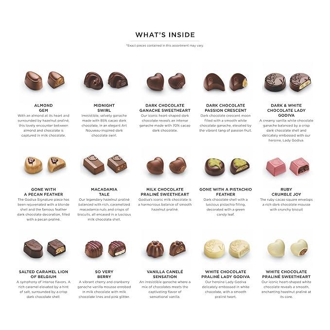 Godiva Red Bow Gold Assorted Chocolate Gift Box, Belgian Dark and Milk Chocolates with Pralinés, Ganaches & Caramels, Gourmet Holiday Gift, Non-GMO & Kosher, 60 Pc