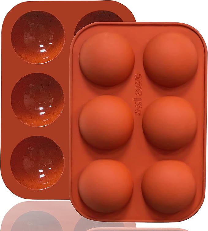 6 Holes Medium Semi Sphere Silicone Molds, 2 Packs Half Sphere Silicone Baking Molds for Making Chocolate, Cake, Jelly, Dome Mousse