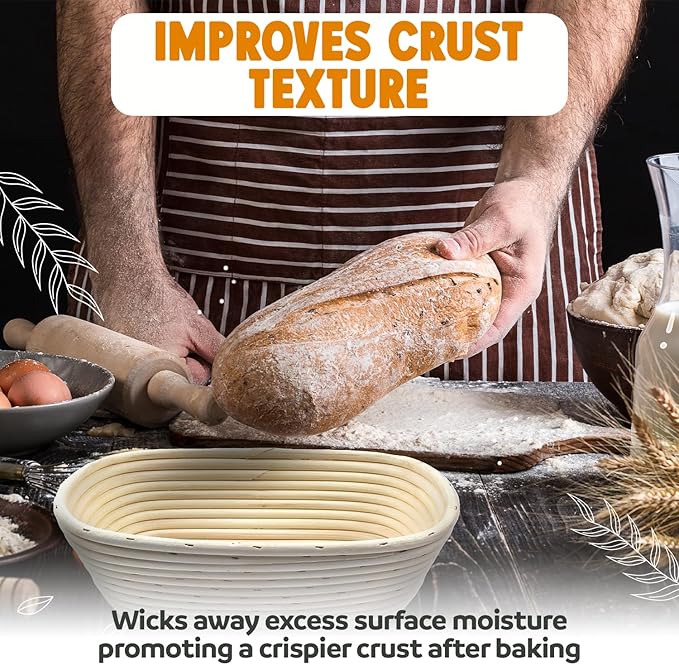 Banneton Bread Proofing Basket Sourdough Proofing Basket for Beginners & Professional Bakers, Handwoven Rattan Cane Bread Maker with Linen for Artisan Breads, 7 x 4 Inch, 0.5-Pound Round