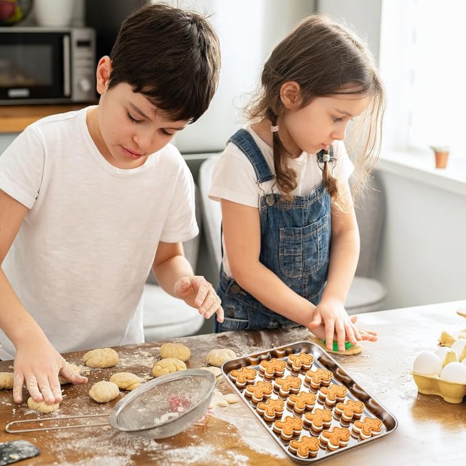 18 Pcs Baking Sheet Pan Set 9 x 6.7 x 1 Inches Cookie Sheet Small Toaster Oven Stainless Steel Tray Barbecue Grill Rectangle Trays, Non-stick, Easy Clean
