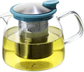 FORLIFE Bell Glass Teapot with Basket Infuser, 24 oz./730 mL, Turquoise