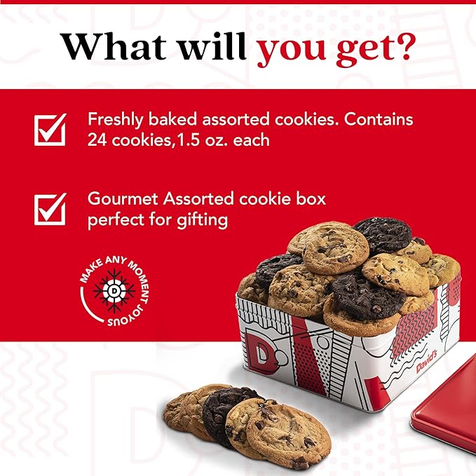 David's Cookies 2lbs Assorted Flavors Fresh Baked Cookies - Handmade and Gourmet Cookies - Delectable and Made with Premium Ingredients - Cookie Gift Basket - Great Gift For All Occasions