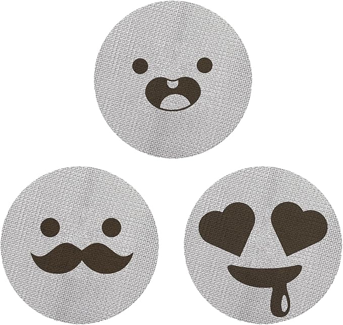 58.5mm Espresso Puck Screen 3-Pack, Lower Shower Screen, Metal Coffee Reusable Filter for 58mm Espresso Portafilter Basket, 1.7 Thickness(Cute Face)