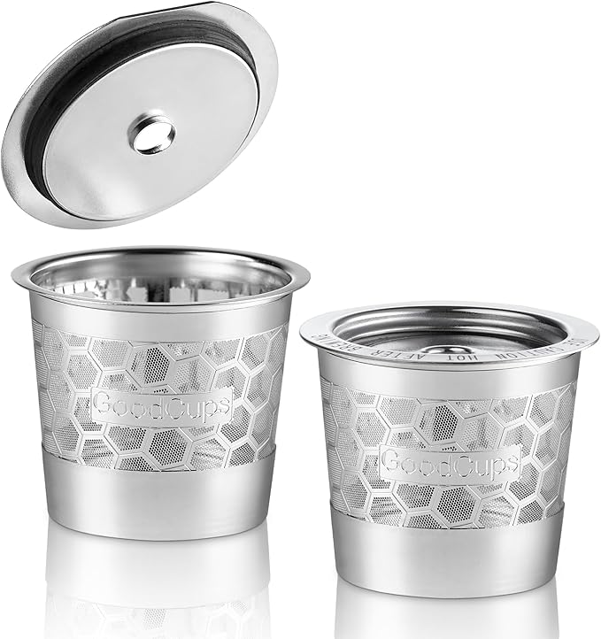 2 Stainless Steel Reusable K Cups for Keurig Coffee Makers - Compatible with K-Express, K-Elite, K-Classic, K-Mini, K-Mini Plus, K-Select, K-Cafe & K-Iced Brewers