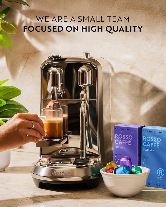 ROSSO CAFFÈ 60 Espresso Coffee Pods for Nespresso Original Machines - Premium Capsule Sampler Variety Pack 6 Flavors, Rich Breakfast to Intense Roasts
