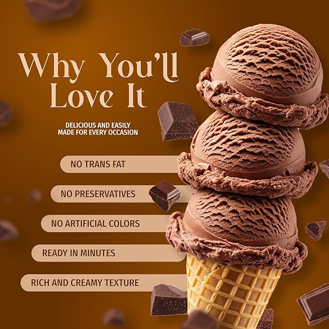 Triple Scoop - Premium Chocolate (2) Ice Cream Mix For Ice Cream Maker. Simple, Easy, Delicious. From Gourmet Mix To Maker in 5 Minutes, Makes 2 Creamy Quarts. Made in USA. (2 Pack, Chocolate)