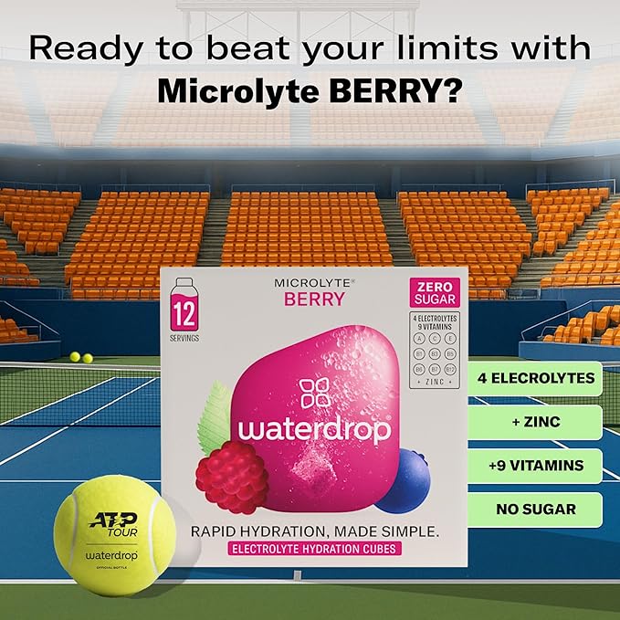 Waterdrop Microlyte Hydration Cubes, Berry Flavor, Electrolyte Drink Mix with Zinc, Magnesium, Potassium, Calcium & 9 Vitamins, Zero Sugar, Low Calorie, Sports Drink with Electrolytes, 24 Count
