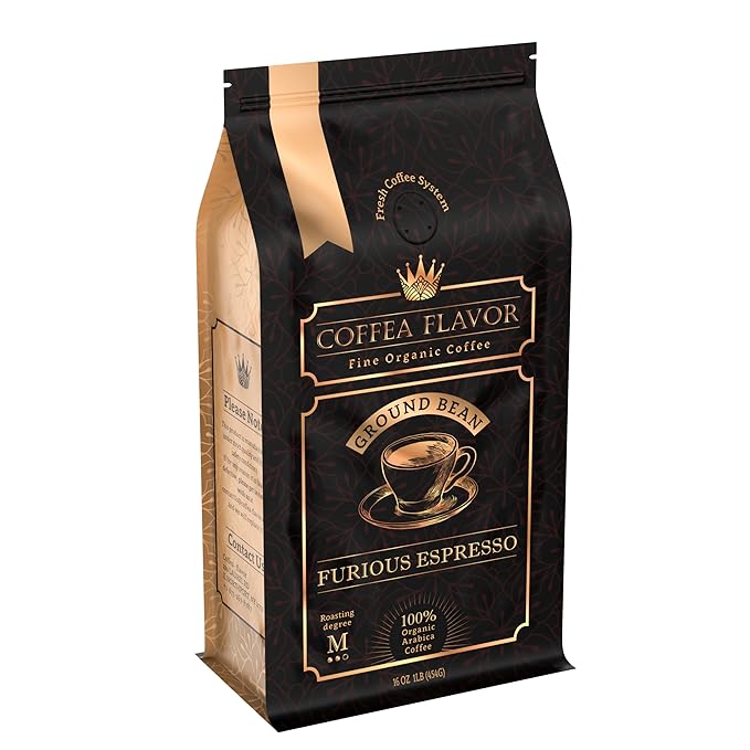 Ground Espresso Coffee – Organic, Single Origin, Medium Roast, Bold & Smooth – 100% Arabica – Crafted for Espresso Machines – Furious Espresso by Coffea Flavor