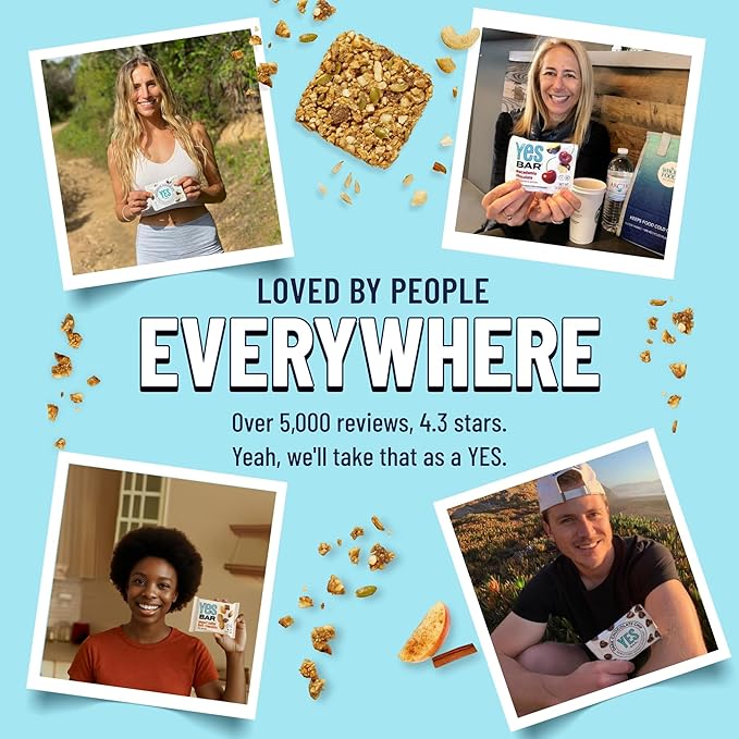 The YES Bar Apple Cinnamon Crisp – Plant Based Protein, Decadent Snack Bar – Vegan, Paleo, Gluten Free, Dairy Free, Low Sugar, Healthy Snack, Breakfast, Low Carb, Keto Friendly (Pack of 6)