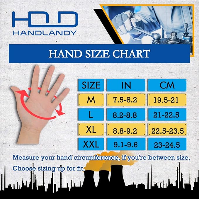 HANDLANDY Work Gloves for Men & Women, Utility Mechanic Working Gloves Touch Screen, Flexible Yard Work Gloves
