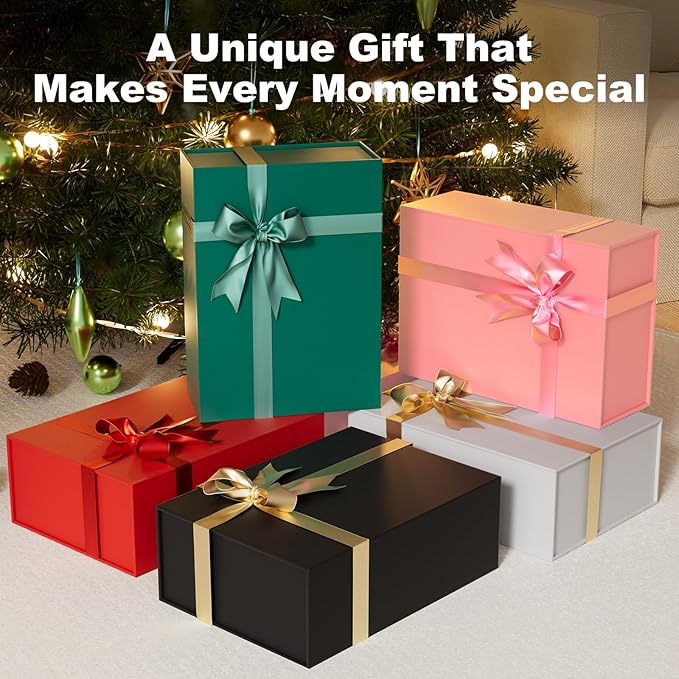 Large Red Gift Box with Lid: 13.5×10×5 Inches - Strong Magnetic Closure for Valentines Christmas Bridesmaid Gifts – Perfect for Couples Friends Family