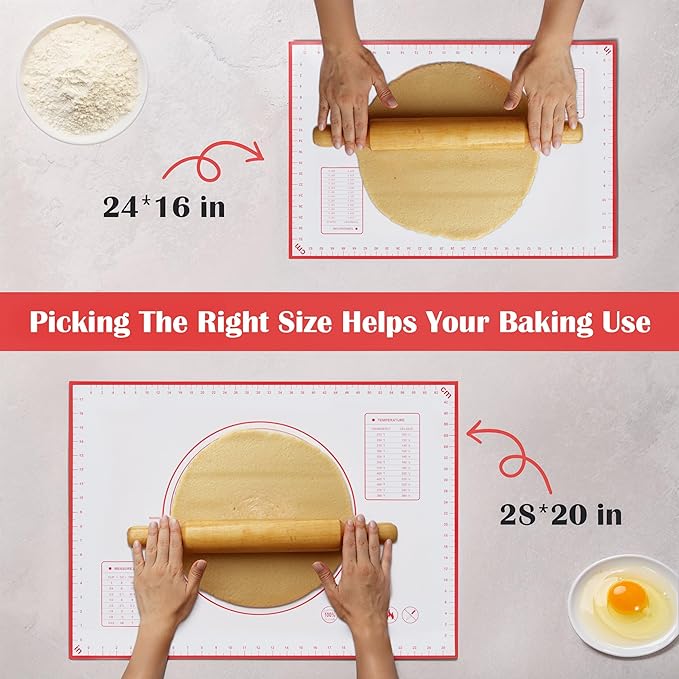 BlueBark 1 PCS - 28"L x 20"W Non-stick Silicone Baking Mat for Pastry & Dough, Sourdough Bread Making Tools, Kitchen Counter, Cooking Enthusiasts
