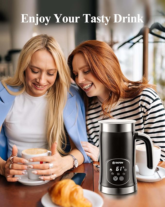 5-in-1 Milk Frother and Steamer - Upgraded Automatic Milk Steamer 11.8oz Hot & Cold Foam Maker and Milk Warmer with LED Display Touch Screen & Two Whisks for Latte,Cappuccinos,Silent Working