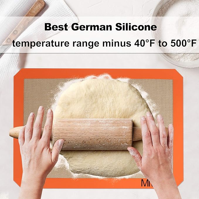 Silicone Baking Mat - Best German Silicone - Non Slip Silicone Baking Sheet, Non Stick Reusable Silicone Mats for Baking, Oven Liner, Counter Mat, 2 Half Sheets Mats + 1 Macaron Cookie Sheet