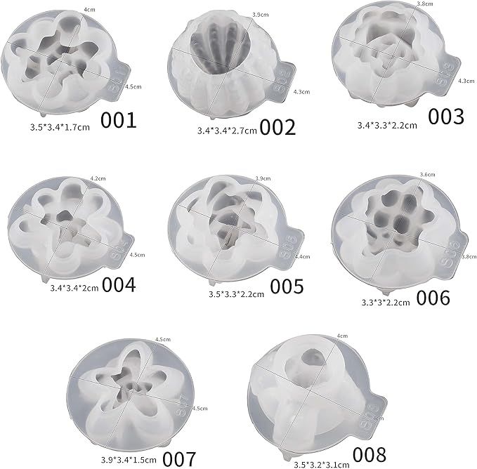 8 Pack Flower Succulent Candle Mold Resin Casting Silicone Molds for Home Decor & Candle Making Wave Spiral Mold