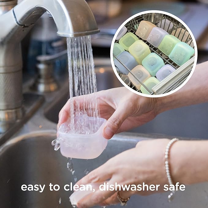 Olababy Clear Sense Silicone Storage Containers 4pk for Baby Food, Snacks, Formula, Puree, Sauce & More | Micro Plastic & BPA-Free | Daycare Essentials for Toddlers and Kids (Lemon, 2 oz / 60 ml)