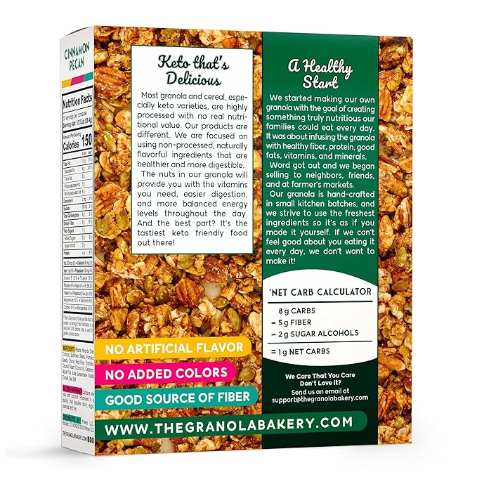 TGB Cinnamon Keto Granola | 1g Net Carb Cereal | Gluten Free Low Carb Nut Snack, 10 Ounces