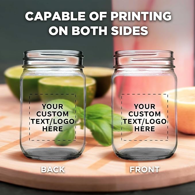 DISCOUNT PROMOS 10 Decorating Mason Jars Set, 12 oz. - Customizable Text, Logo - Canning, Aluminum Lid - Black