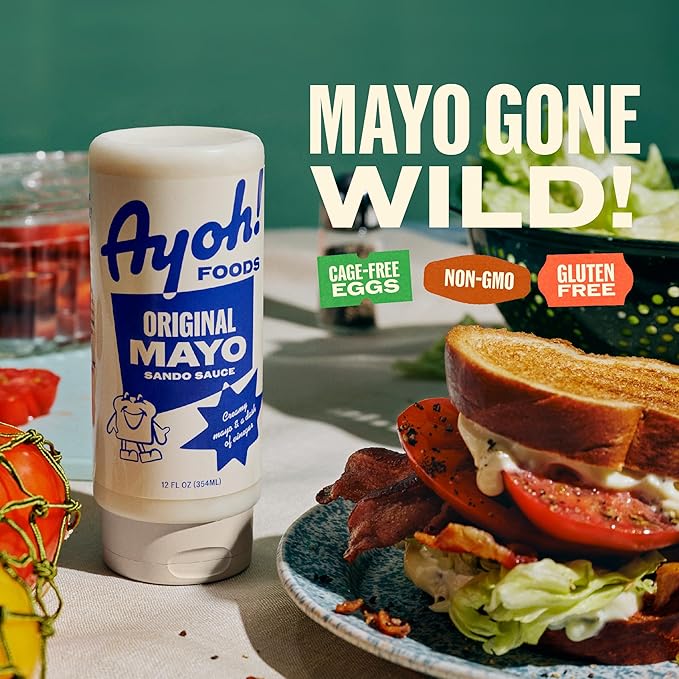 Ayoh Foods, Mayo Gone Wild, Made by Molly Baz - Easy to Squeeze, Perfect for; Sandwiches, Burgers, Fries, Nuggets, Wraps & Dips (Original Mayo)