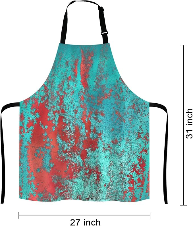Red and Turquoise Apron, Funny Baking Apron Blood Splatter Novelty Cooking Chef Present For Men Womens Baking Present Full BBQ Grilling Kitchen Apron
