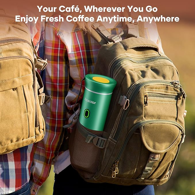 kejector Portable Coffee Maker Espresso Machine for Travel Nano Car Coffee Maker Compatible with Ground Coffee & Capsule for RV, Hiking Camping Office, Travel Espresso Maker Electric Green