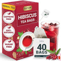 LeafLea 40 Premium Natural Hibiscus Tea Bags, 100% Pure from Hibiscus Flowers, Caffeine-Free Herbal Tea, Hibiscus Flower Tea Rich in Natural Goodness and Flavor, No Sugar, Gluten-Free, Vegan