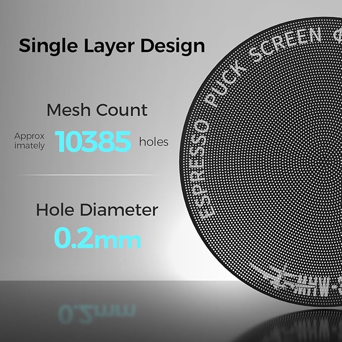 MHW-3BOMBER 54mm Espresso Puck Screen - 0.2mm Ultra Thin Espresso Puck - Metal Reusable Coffee Filter for Portafilter Basket 54mm - Puck Screen with Stand 3 Pack FG7051-OS
