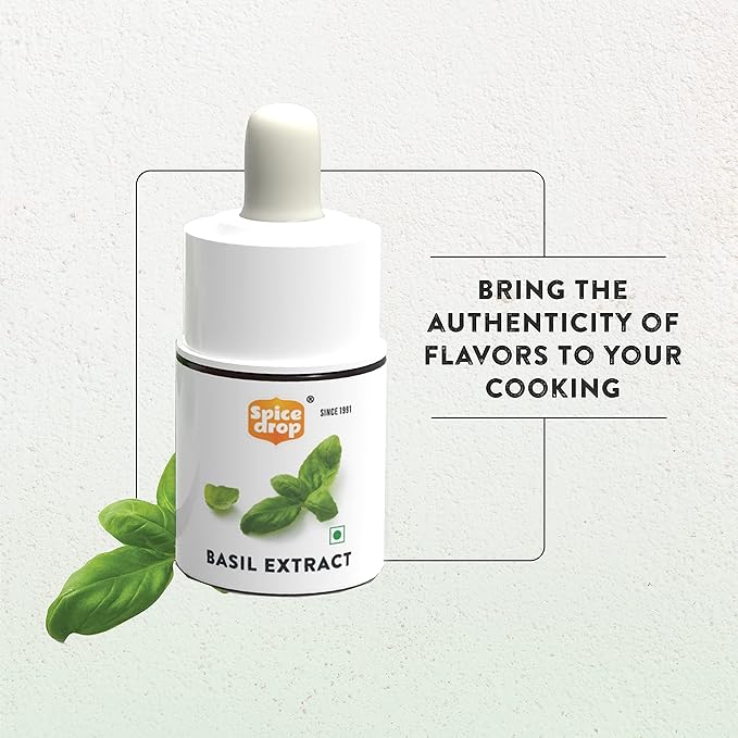 Spice Drop Basil Extract | 100% Natural | For Soup, Pasta, Pizza, Spaghetti, Gourmet Dishes | 0.17oz (180 drops) | Natural Herb Extract | Authentic Flavor | Vegan | Keto & Paleo Friendly | Non-GMO | Squeeze, Drop And Stir