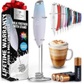Zulay Kitchen Tornado Whisk Milk Frother with 4 AA Duracell Batteries - Triple Whisk for More Power - Handheld Coffee Frother with Stand - Drink Mixer for Lattes, Matcha & Protein Shakes