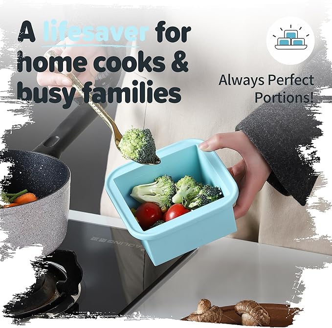 2-Cup Silicone Freezer Trays with Lids – Perfect for Meal Prep, Portion Control, and Easy Freezing-Meal Prep Container Molds for Soup,Leftovers (Aqua, 4 Pack)