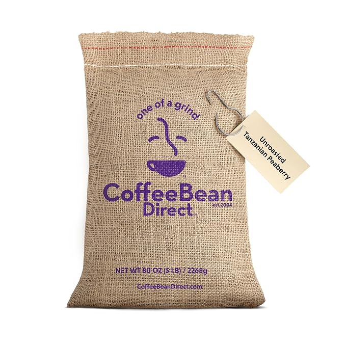 Coffee Bean Direct Unroasted Tanzanian Peaberry, 5 Pound (Pack of 1)