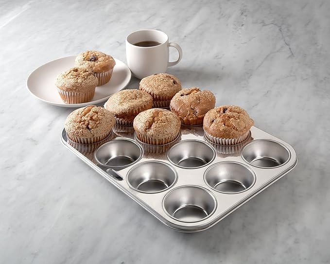 Fox Run Muffin and Cupcake Pan, 12 Standard Cup, Stainless Steel