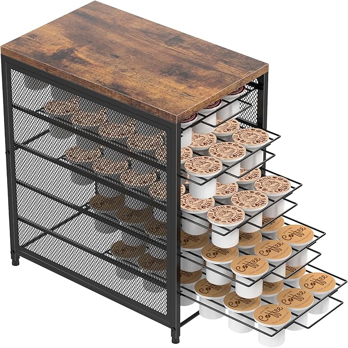 NANANARDOSO Coffee Pod Holder for Counter, 5 Tier Coffee Pod Drawer for Keurig Pod Storage Drawer Holder, 90 Capacity Pods Storage Organizer Cups Capsule with Sliding Baskets for Coffee Station