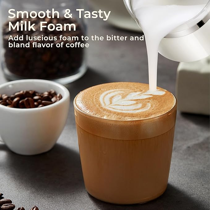 Electric Milk Frother, 6 in 1 Milk Steamer,17oz Automatic Warm and Cold Foam Maker for Coffee,Latte, Cappuccino, Macchiato, Hot Chocolate (Black)