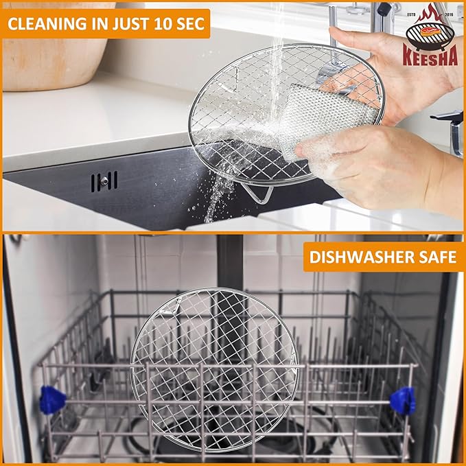 KEESHA 8.3 Inch Cooling Rack - 304 Stainless Steel Dish Rack for Cooking and Baking - Premium Steamer Rack, Canning Rack - Stackable Cake Cooling Rack