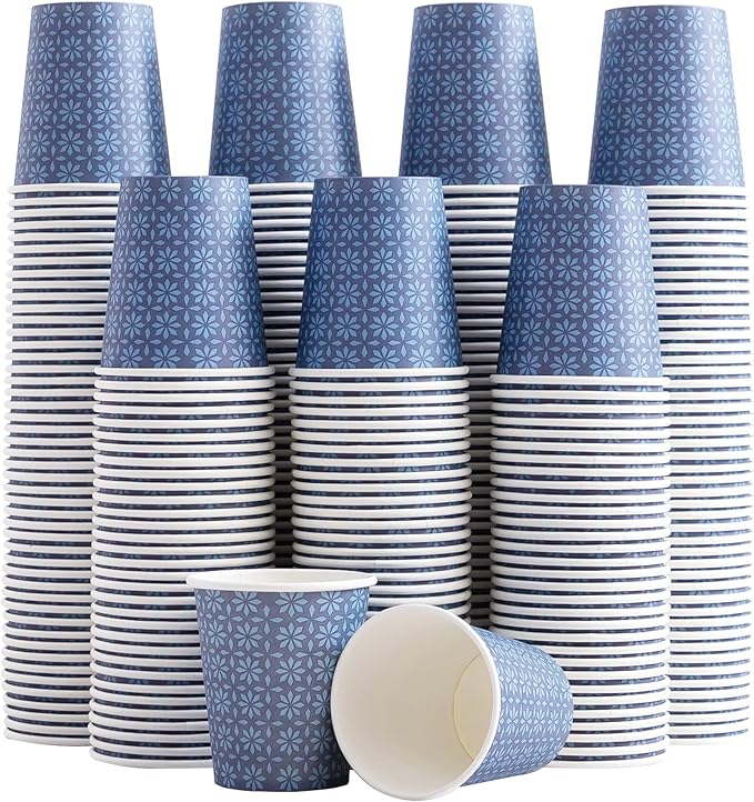 300 Pack 5oz Paper Cups, Disposable Bathroom Navy Floral Small Mouthwash Cups 5 OZ for Barth, Parties, Picnics, Barbecues, Travel and Events.