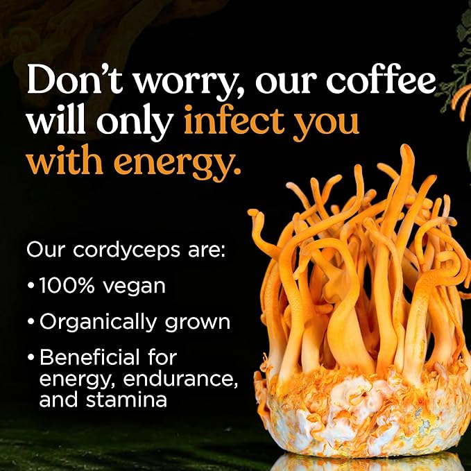 Four Sigmatic The Last of Us High Caffeine Cordyceps Coffee | Organic Dark Roast Extra Strong Ground Coffee with L-Theanine | Energy Booster Without the Jitters | 10oz Bag