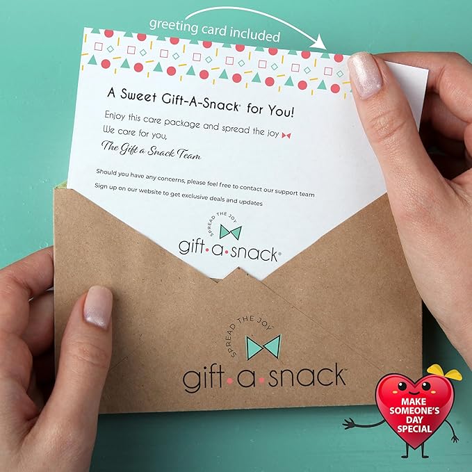 Gift A Snack - Thanksgiving, Holiday, Christmas Stocking Stuffer Healthy Snack Box Care Package + Greeting Card (50 Count) Birthday Treats Gift Basket, Nutritious Granola Breakfast Bars