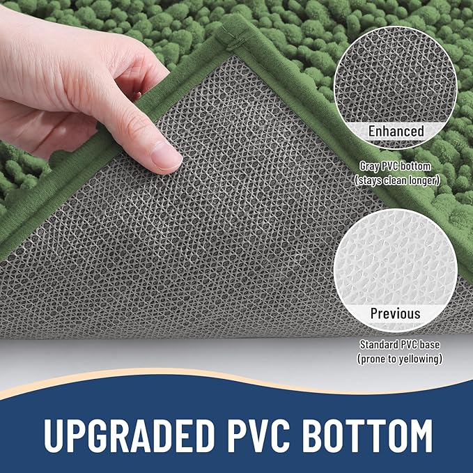 Arotive Luxury Chenille Bathroom Rug Mat, Extra Soft Thick Absorbent Shaggy Bath Rugs, Non-Slip Machine Wash Dry, Plush Bath Mats for Bathroom, Shower and Tub, 36x24, Olive Green