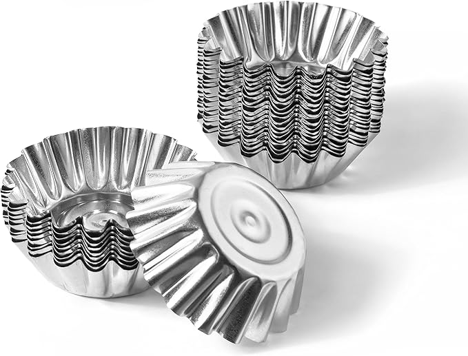 Muffin Cups for Kitchen Baking 2.36 Inch - Metal Egg Tart Molds for Baking, 30 Pcs - Reusable Mini Tart Tins and Cupcake