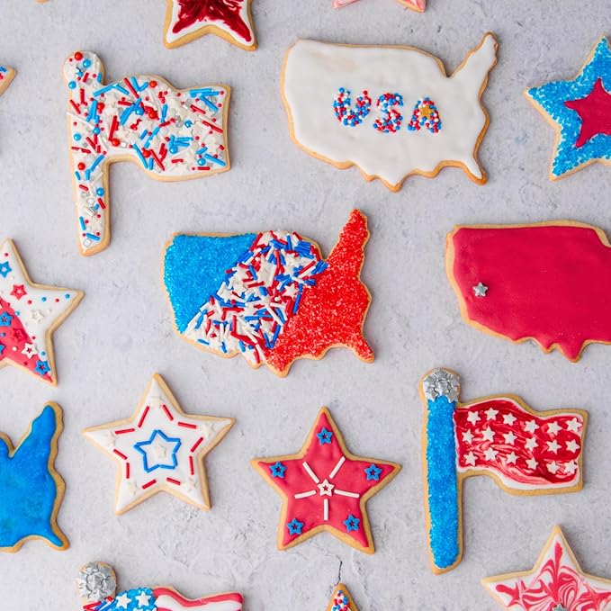 Sweets Indeed Sprinkles 6 Cell Edible Sprinkle Mix Jimmies Perfect for Cake Decorations Baking Ice Cream Cookies Cupcake Topper (Patriotic)